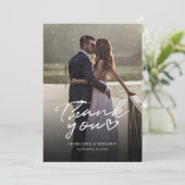 Carte De Remerciements Script de photo de mariage moderne (Debout devant)