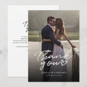 Carte De Remerciements Script de photo de mariage moderne (Devant / Derrière)