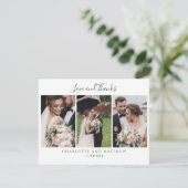 Carte De Remerciements Script de photos de mariage élégant (Debout devant)