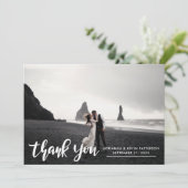 Carte De Remerciements Script de remerciement de mariage photo élégant mo (Debout devant)