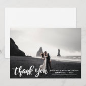 Carte De Remerciements Script de remerciement de mariage photo élégant mo (Devant / Derrière)