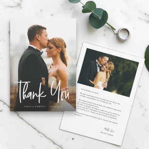 Carte De Remerciements Script de remerciement de mariage photo simple mod