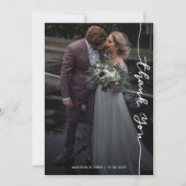 Carte De Remerciements Script de remerciement moderne Photo de mariage si (Devant)