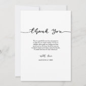Carte De Remerciements Script de remerciement moderne Photo de mariage si (Dos)