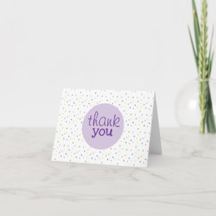 Carte De Remerciements Script de remerciement motif Purple Sprinkles