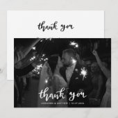 Carte De Remerciements Script de remerciement photo élégant moderne (Devant / Derrière)