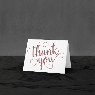 Carte De Remerciements Script de type simple Photo Coeur du Rose du dés