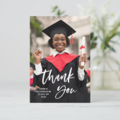 Carte De Remerciements Script décontracté et photo | Graduation (Debout devant)