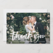 Carte De Remerciements Script décontracté et photo | MARIAGE (Devant)