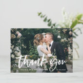 Carte De Remerciements Script décontracté et photo | MARIAGE (Debout devant)