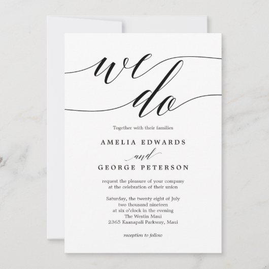 Carte De Remerciements Script EDITABLE COLOR Wedding Invite MSC (Devant)