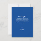 Carte De Remerciements Script élégant classique Royal Blue Graduation Pho (Dos)