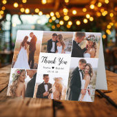 Carte De Remerciements Script élégant Coeur 6 Photo Collage Mariage