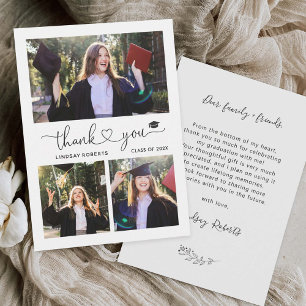 Carte De Remerciements Script Élégant Cœur Amour Diplômé 3 Photo
