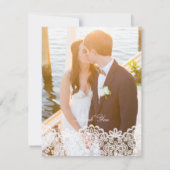 Carte De Remerciements Script élégant de dentelle noire et or (Dos)