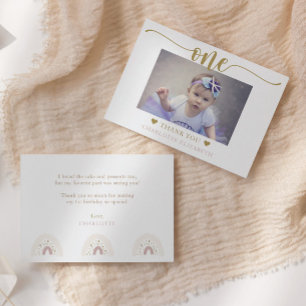 Carte De Remerciements Script élégant de la photo d'anniversaire