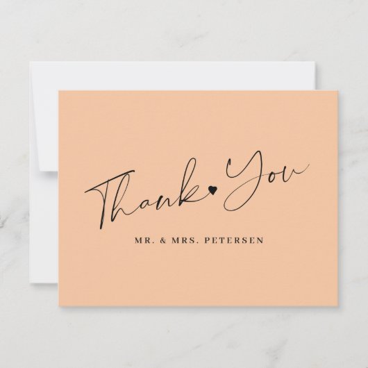 Carte De Remerciements Script élégant mariage Peach (Devant)