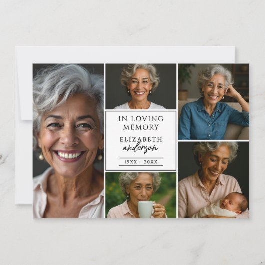 Carte De Remerciements Script élégant moderne 6-Photo Funérailles/Mémoria (Devant)