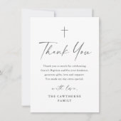 Carte De Remerciements Script élégant moderne Baptême minimal (Devant)