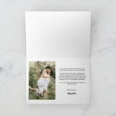 Carte De Remerciements Script élégant moderne Coeur Simple Photo Mariage (Intérieur)