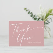 Carte De Remerciements Script élégant moderne Dusty Rose Girls Baptême (Debout devant)