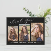 Carte De Remerciements Script élégant moderne simple | 3 Diplôme photo (Debout devant)