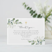 Carte De Remerciements Script Gold Cross Eucalyptus Sympathy Funérailles (Debout devant)