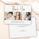 Carte De Remerciements Script Gold moderne Custom 3 photo Baby<br><div class="desc">Voici notre "Modern Gold Script Custom 3 Photo Baby shower Carte de remerciements" - une façon chic et sincère d'express votre gratitude. Ce carte de remerciements est doté d'une typographie de script or moderne et d'espace pour trois photos personnalisées, ajoutant une touche personnelle à votre message de remerciement. Personnalisez vos...</div>