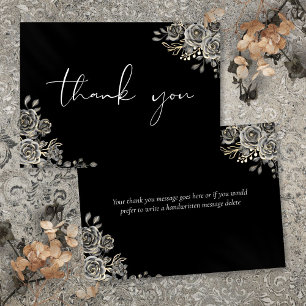 Carte De Remerciements Script gothique personnalisé noir et blanc