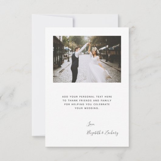 Carte De Remerciements Script gris Mariage 2 photos (Dos)