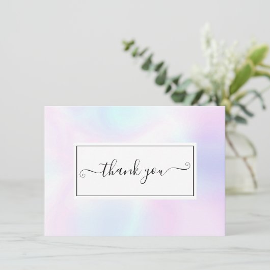 Carte De Remerciements Script holographique simple et élégant (Debout devant)