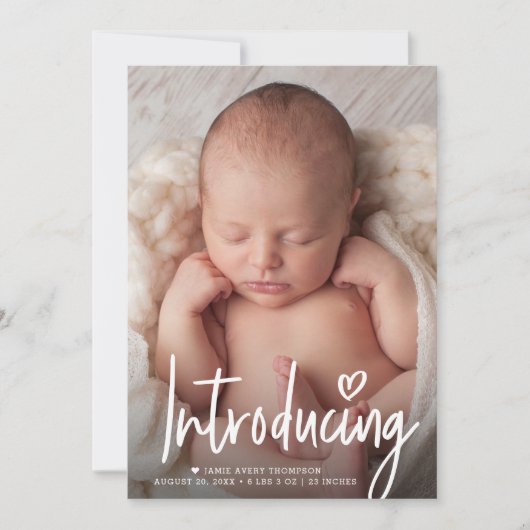 Carte De Remerciements Script Introduire Heart Baby Photo Blank retour (Devant)