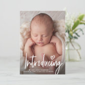Carte De Remerciements Script Introduire Heart Baby Photo Blank retour (Debout devant)