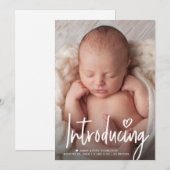 Carte De Remerciements Script Introduire Heart Baby Photo Blank retour (Devant / Derrière)