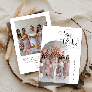 Carte De Remerciements Script Love & Thanks Fête des mariées Arch photo