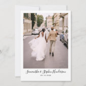 Carte De Remerciements Script manuscrit moderne et 4 photos Mariage (Devant)