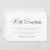 Carte De Remerciements Script manuscrit moderne noir photo blanche (Devant)