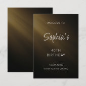 Carte De Remerciements Script manuscrit noir Anniversaire (Devant / Derrière)