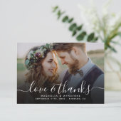 Carte De Remerciements Script manuscrit QR Code Mariage photo (Debout devant)