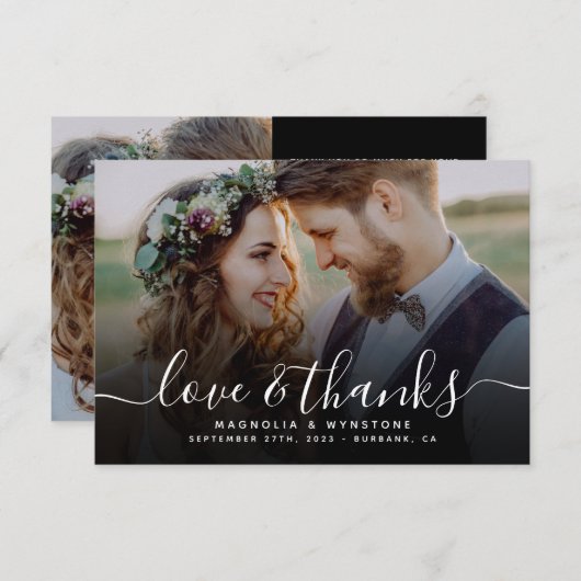 Carte De Remerciements Script manuscrit QR Code Mariage photo (Devant / Derrière)