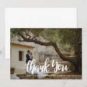 Carte De Remerciements Script manuscrit remerciement mariage photo décont (Devant / Derrière)