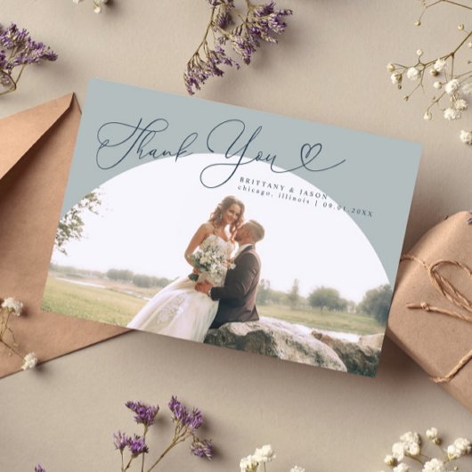 Carte De Remerciements Script Mariage Arche Bleu Arche Arche Arche