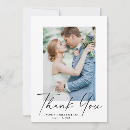 Carte De Remerciements Script Mariage moderne (Devant)