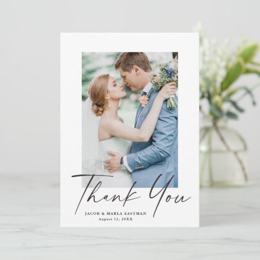 Carte De Remerciements Script Mariage moderne (Debout devant)