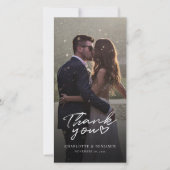 Carte De Remerciements Script Mariage photo mignon (Devant)