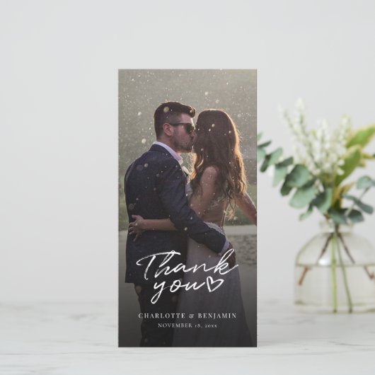 Carte De Remerciements Script Mariage photo mignon (Debout devant)