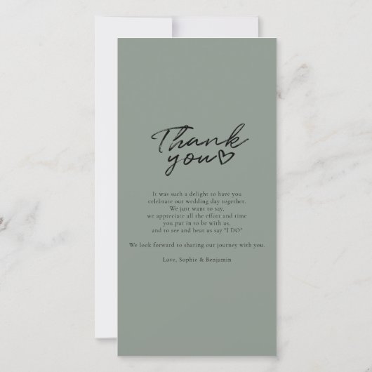 Carte De Remerciements Script Mariage photo mignon (Dos)