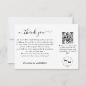 Carte De Remerciements Script Mariage Simple Avec Monogramme Et Code QR (Dos)