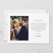 Carte De Remerciements Script minimal Mariage photo moderne (Dos)
