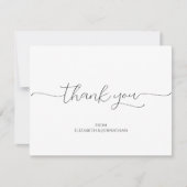 Carte De Remerciements Script minimal simple Mariage noir et blanc (Devant)